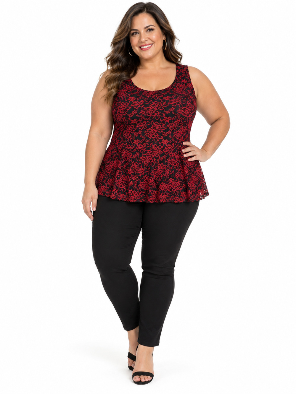 Y2K Torrid Peplum Tank Top Women's Size 1X Red Lace Lined Cocktail Party